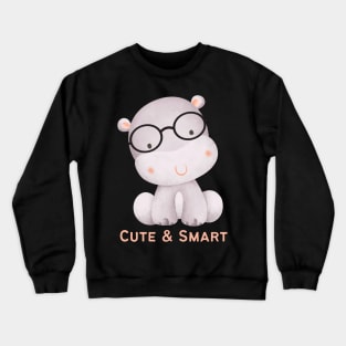 Cute and Smart Cookie Sweet little hippopotamus in glasses cute baby outfit Crewneck Sweatshirt